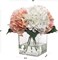 8-Pack Pink & White Hydrangea Arrangements | Faux Florals in Glass Vases with Water Look – Bulk Decor for Events & Homes